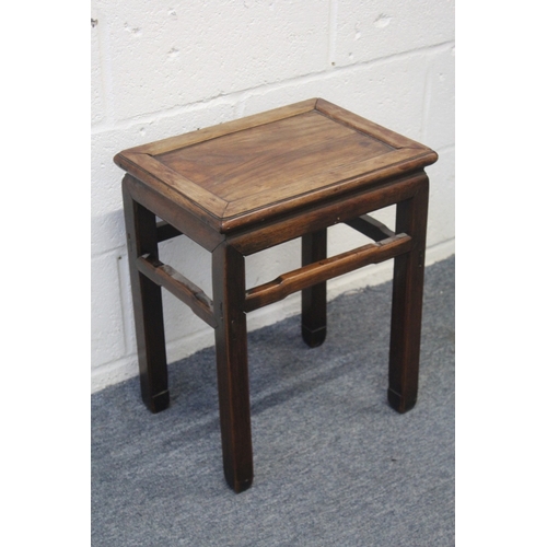 189 - A CHINESE RECTANGULAR HARDWOOD STAND, 49.5cm high.