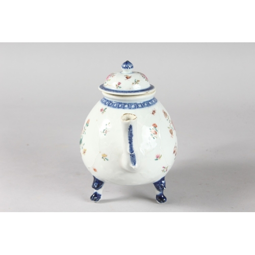 20 - A VERY FINE 18TH CENTURY CHINESE MEISSEN-DESIGN PORCELAIN TEAPOT, painted with flora and gilt highli... 