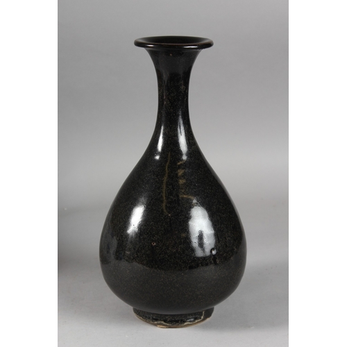 226 - A CHINESE TEA DUST GLAZE POTTERY VASE, 30cm high.