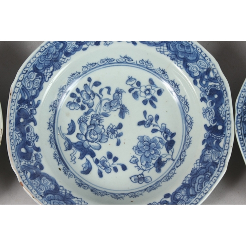 234 - A SET OF SIX 18TH-19TH CENTURY CHINESE BLUE AND WHITE PORCELAIN DISHES, painted with floral designs,... 