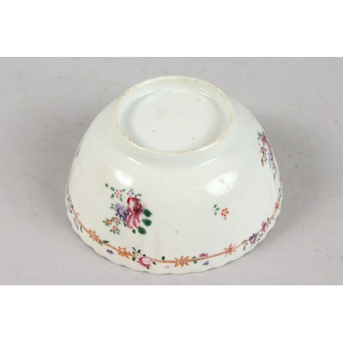 236 - AN 18TH-19TH CENTURY CHINESE FAMILLE ROSE PORCELAIN BOWL, of ribbed form with painted floral designs... 