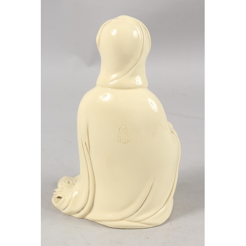 255 - A BLANC DE CHINE PORCELAIN GUANYIN, 24cm high.