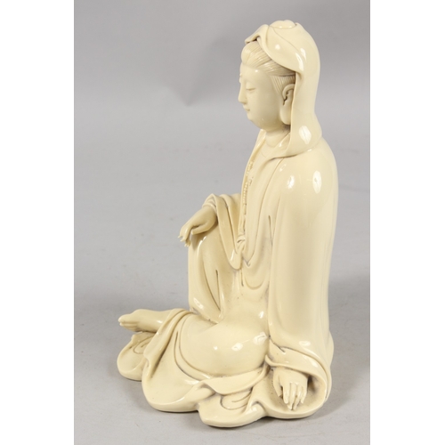 255 - A BLANC DE CHINE PORCELAIN GUANYIN, 24cm high.