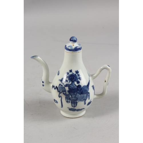 270 - AN 18TH CENTURY CHINESE BLUE AND WHITE PORCELAIN LIDDED POURER, decorated with ornaments and flowers... 