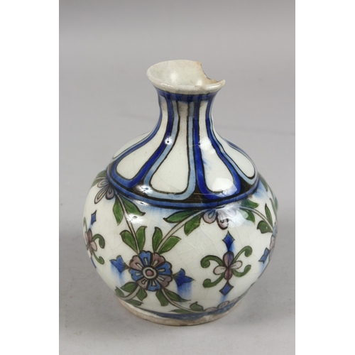 289 - A PERSIAN QAJAR POTTERY VASE, (af), 17cm high.