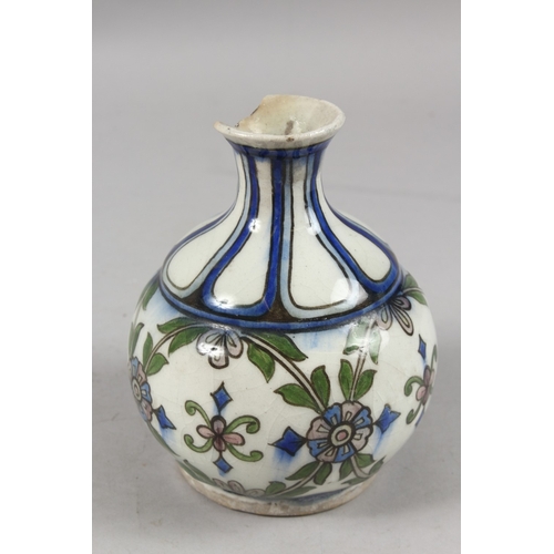 289 - A PERSIAN QAJAR POTTERY VASE, (af), 17cm high.