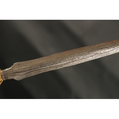 360 - A FINE 18TH-19TH CENTURY THAI OR MALAY SPEAR, with a fine white metal mounted watered steel blade, 2... 