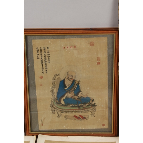 392 - A COLLECTION OF CHINESE PICTURES, each depicting various figures, two pictures framed and glazed, (q... 