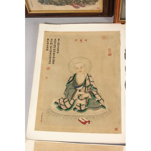 392 - A COLLECTION OF CHINESE PICTURES, each depicting various figures, two pictures framed and glazed, (q... 