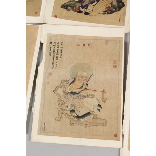 392 - A COLLECTION OF CHINESE PICTURES, each depicting various figures, two pictures framed and glazed, (q... 