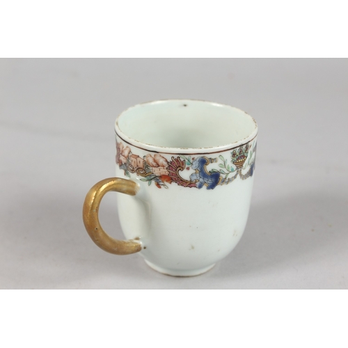 396 - A VERY FINE 18TH-19TH CENTURY CHINESE EXPORT POLYCHROME PORCELAIN TEACUP AND SAUCER, finely painted ... 