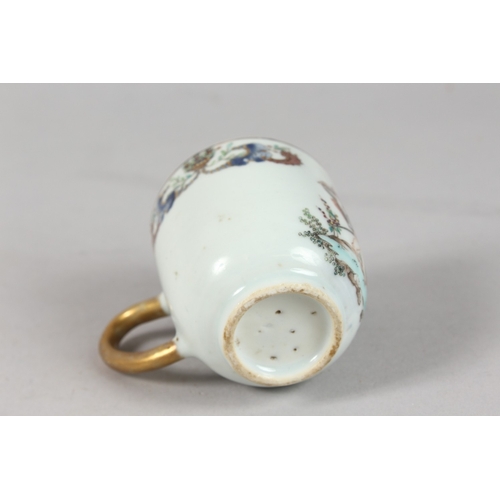 396 - A VERY FINE 18TH-19TH CENTURY CHINESE EXPORT POLYCHROME PORCELAIN TEACUP AND SAUCER, finely painted ... 