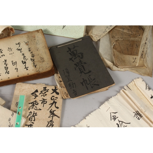 431 - A COLLECTION OF CHINESE CALLIGRAPHIC MANUSCRIPTS AND PAPERS, including a floor plan and scrolls etc.... 