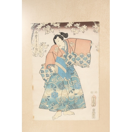 58 - THREE 19TH CENTURY ORIGINAL JAPANESE WOODBLOCK PRINTS, each framed and glazed, (3).