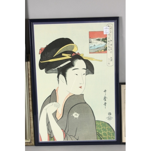 61 - A COLLECTION OF FOUR JAPANESE PRINTS, each framed and glazed, (4).