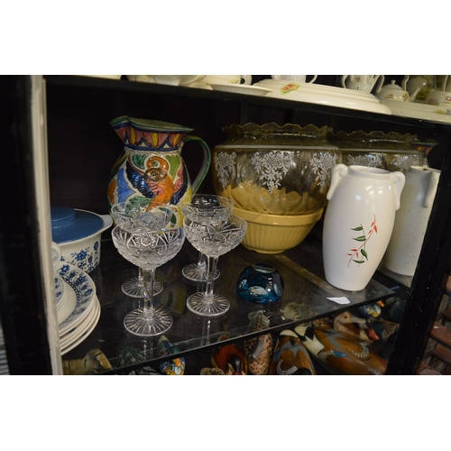 151 - A quantity of decorative china and glassware to include stylish glass vases.