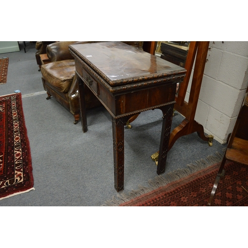 271 - A Chippendale period mahogany rectangular fold-over combination card/tea table.