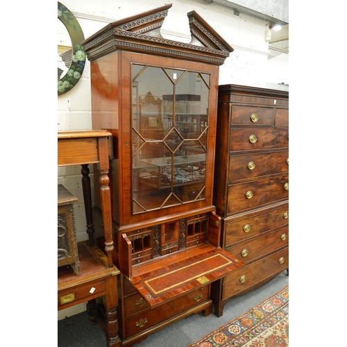 311 - A good George III design mahogany secretaire bookcase.