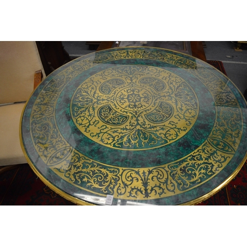 321 - A large and impressive faux malachite and ormolu circular centre table.