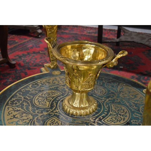 321 - A large and impressive faux malachite and ormolu circular centre table.