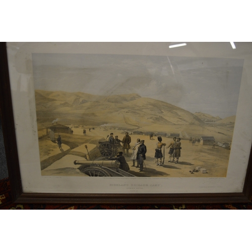 355 - A set of six framed and glazed prints relating to military exploits.