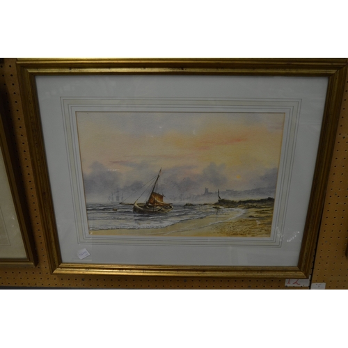 400 - Clive Pryke, fishing boats in a choppy sea, watercolour and another similar, a pair.