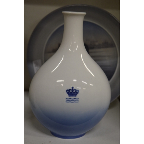 547 - Royal Copenhagen bottle vase and dish.