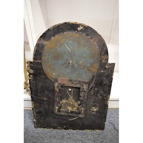 573 - A 19th century painted eight day clock dial with moon phase movement.