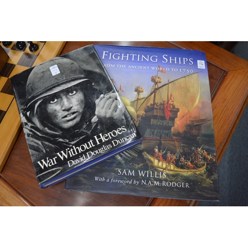 776 - Fighting Ships, a coffee table book together with a book 'War Without Heroes'.