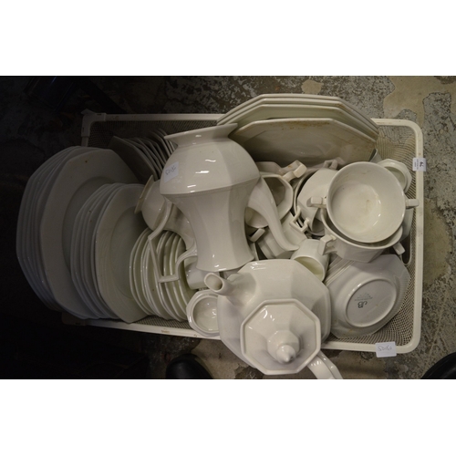 79 - A quantity of white porcelain dinner and tea ware.