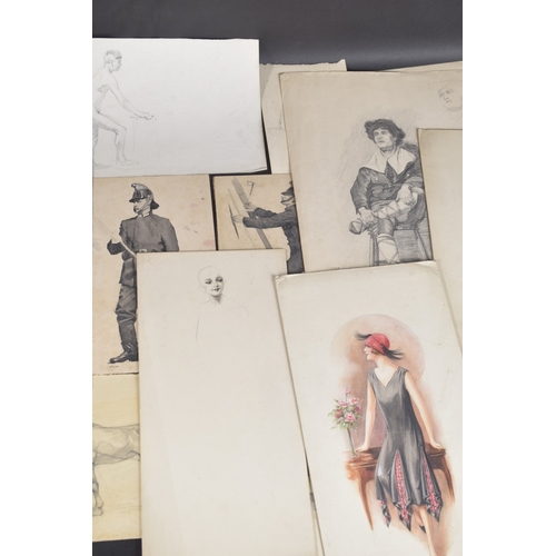 112 - ROBERT LILLIE (1867-1949) AND ELEANOR BEACON Figure studies, unframed gouache and watercolour and a ... 