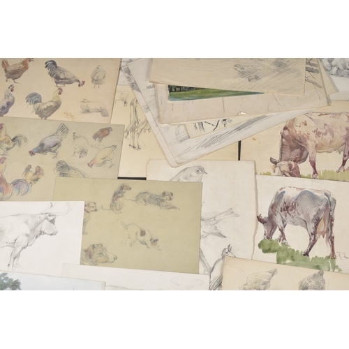 115 - ROBERT LILLIE (1867-1949) Collection of watercolour and pencil sketches, to include woodland, landsc... 