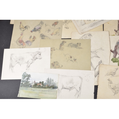 115 - ROBERT LILLIE (1867-1949) Collection of watercolour and pencil sketches, to include woodland, landsc... 