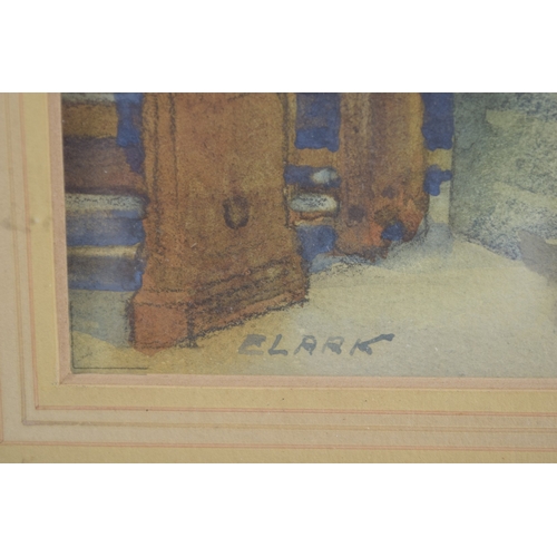 126 - CLARK (20TH CENTURY) Westminster Abbey, Poets Corner, watercolour, signed 9.75