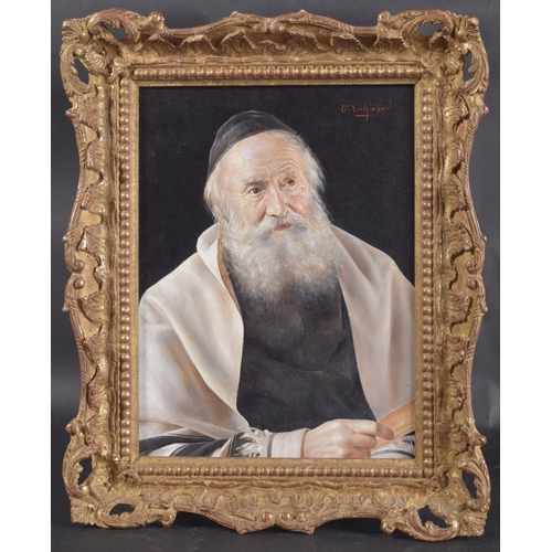 153 - OTTO EICHINGER (1922-2004) AUSTRIAN. Portrait of a Rabbi, label inscribed 'Venerable Old Age', oil o... 