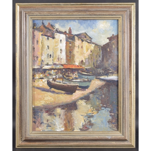 155 - MATT BRUCE (1915-2000) St Tropez, oil on board, signed, 17.3