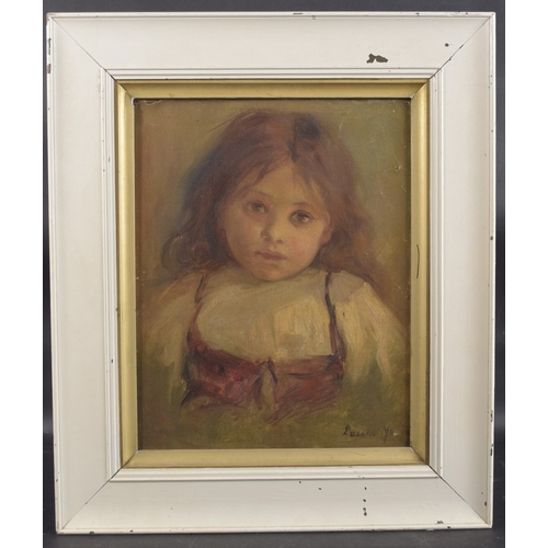 171 - LAURA MUNTZ (1860-1930) Portrait of a young girl, oil on canvas, signed 15.75