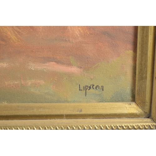 175 - LIPSTEIN Harvesting, oil on canvas, signed. 19.5