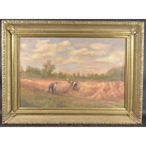 175 - LIPSTEIN Harvesting, oil on canvas, signed. 19.5