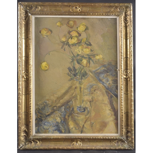 184 - 20TH CENTURY SCHOOL Still life of yellow flowers, oil on canvas, 21.5