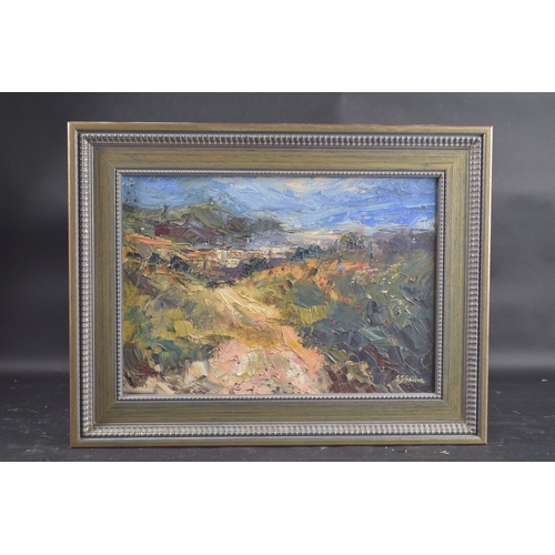 200 - S J SKILTON (BRITISH, 20TH CENTURY) 'Chalky path on the South Downs', oil on board, signed, 11.75