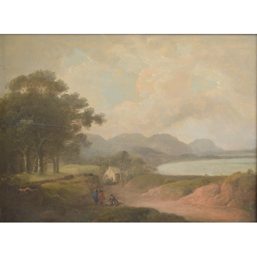 217 - JOHN RATHBONE (1750-1807) Pair of coastal landscapes, oils on board, 15.75