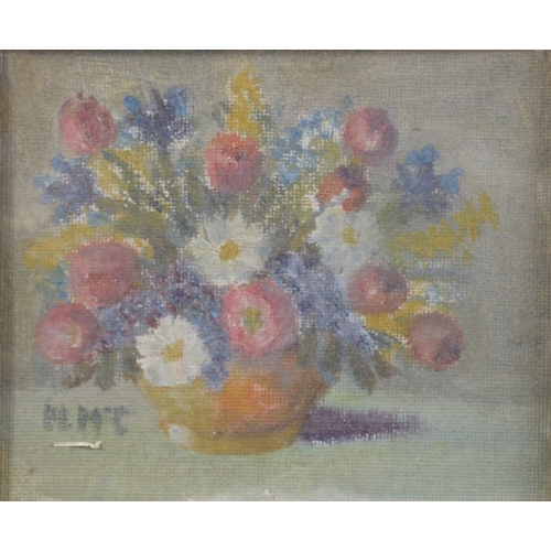 218 - ATTRIBUTED TO MARY McCROSSAN Still life of flowers in a bowl and another similar, a pair of oils on ... 