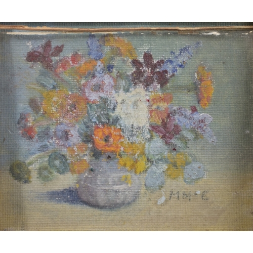 218 - ATTRIBUTED TO MARY McCROSSAN Still life of flowers in a bowl and another similar, a pair of oils on ... 