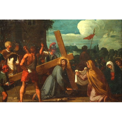 223 - MANNER OF FRANS FRANCK Christ on the road to Calvary, oil on copper panel. 8.25