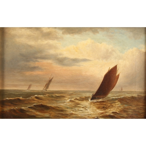 228 - GUSTAVE DE BREANSKI (LATE 19TH CENTURY), Yachts in full sail, oil on canvas. Signed, 11