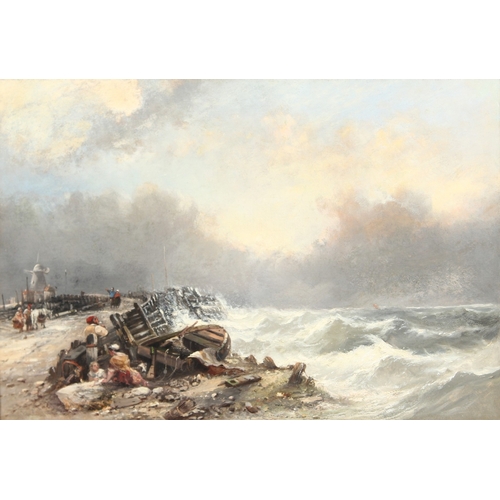 247 - 19TH CENTURY ENGLISH SCHOOL A pair of oil on canvas scenes of figures by beached boats 15