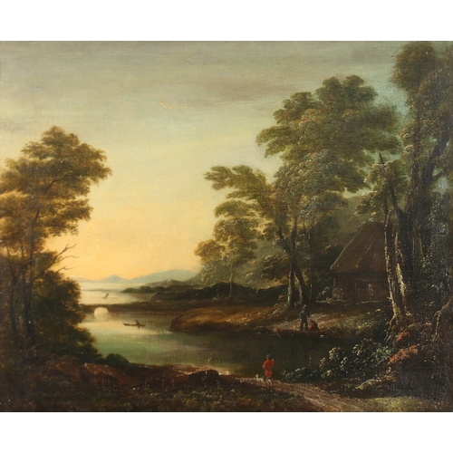 252 - 18TH CENTURY ENGLISH SCHOOL. Moonlit river landscape with trees. On canvas 20