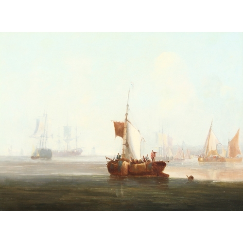 253 - AFTER G. CHAMBERS (19TH CENTURY) ENGLISH. Fishing boats and other boats off the coast. Oil on canvas... 