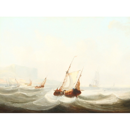 254 - AFTER G. CHAMBERS (19TH CENTURY) ENGLISH. Fishing boats and other boats off the coast. Oil on canvas... 